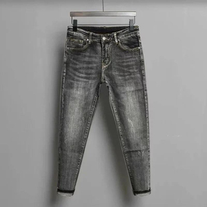 Jean droit slim noir taille haute pour homme, style décontracté en denim de coton délavé, collection automne 2026, très demandé, prix de gros - Product Image 6