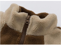 Veste d'hiver personnalisée pour hommes en gros, style streetwear OEM/ODM, veste polaire zippée chaude pour hommes, veste sherpa brodée patchwork pour hommes