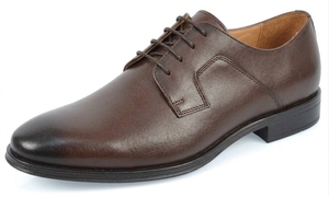 Chaussures Oxford marron unies pour hommes, à bout pointu, à lacets, en cuir véritable, semelle extérieure en caoutchouc, style marche toutes saisons - Product Image 2