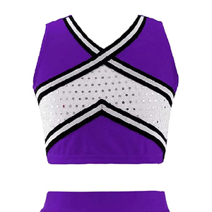 Costume de pom-pom girl OEM pour femme, personnalisé, en polyester, séchage rapide, haut et jupe, tenue d'équipe, strass, pour la danse scolaire, la pratique et la compétition 2026 - Product Image 2