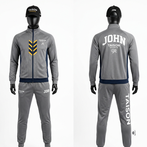 Premium 280 GSM Polyester Interlock Grey Navy Panel <b>Table</b> <b>Tennis</b> Tracksuit Sublimation Print Heat Transfer Custom Logo - Product Image 1
