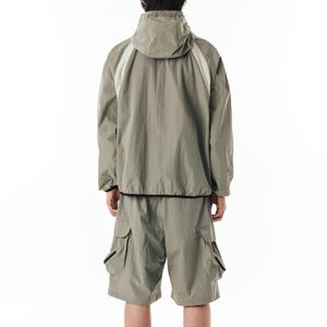 Custom 2-Piece Winter Casual Windbreaker Zip-Up <b>Jacket</b> & Shorts Set Waterproof Polyester/Cotton - Product Image 3