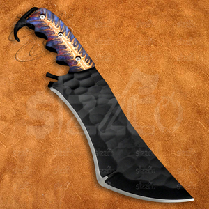 Cuchillo de Resina Pinecone Forward Bite con Recubrimiento de Polvo Negro, Acero D2, Espalda Recta, 5mm de Grosor, para Supervivencia y Tácticas de Bushcraft - Product Image 2