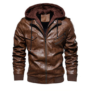 Nueva Chaqueta de Cuero para Hombre de Invierno, Chaqueta de Cuero PU de Moda para Motociclistas, Chaqueta de Cuero con Cierre y Bolsillos, Chaquetas de Moda - Product Image 1