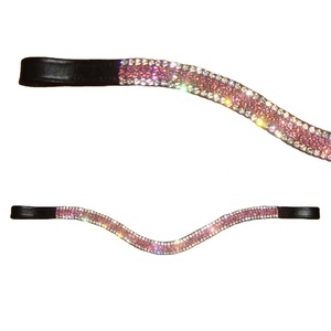 Cintas para la Cabeza de Caballo de Cuero con Pedrería, Cristales y Diamantes, 3 Hileras, Personalizables, Marca ALR, Cómodas para Montar a Caballo - Product Image 1