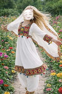 Vestido Étnico Infantil de Algodón Bordado en Amarillo, Manga Larga, Traje Tradicional Pakistaní, Ropa de Primavera - Product Image 4