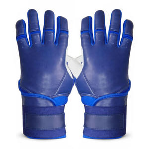 <b>Blue</b> White Leather Baseball Batting Gloves Breathable Soft Palm Anti Slip Grip Adjustable Wrist Strap Custom Logo OEM Training - Product Image 3