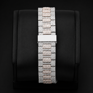 Bracelet de montre en diamant bicolore |   Bracelet de montre en or rose et or blanc serti de pierres - Product Image 1