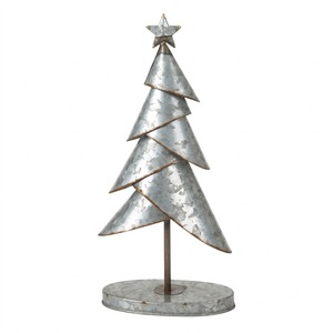 Rustic Galvanized Metal <b>Christmas</b> <b>Tree</b> Decor Tabletop Zinc Holiday <b>Tree</b> Figurine Vintage Winter Xmas Table Centerpiece Ornament - Product Image 1