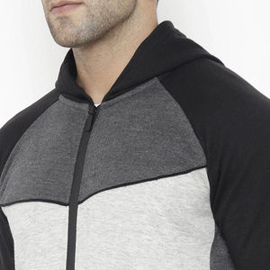 Mens Grey Black Color Block Tracksuit Set Full <b>Zip</b> <b>Hooded</b> Sweatshirt Jogger Pants Athletic Sportswear Casual Two Piece - Product Image 6