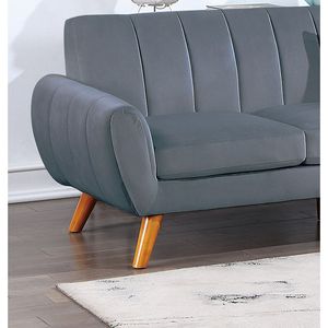 Set di Mobili Contemporanei per Soggiorno in 2 Pezzi, Divano Componibile in Velluto Grigio Scuro con Chaise Longue a Destra e Cuscini Morbidi - Product Image 5