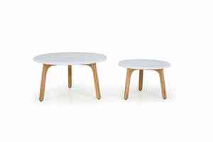 Elegante Juego de Mesa de Centro para Patio con Patas de Madera y Tablero Blanco - Product Image 4