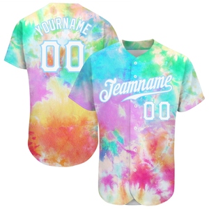 Wholesale Best Selling OMMIZ INDUSTRY Custom Pink Black-Sky Blue 3D Design Abstract <b>Brush</b> Stroke Authentic Baseball Jersey - Product Image 2
