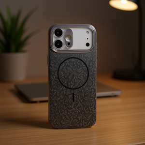 Coque de téléphone portable premium texturée effet cristal lumière et ombre avec anneau magnétique de charge sans fil en TPU+PC gaufré 16E - Product Image 3