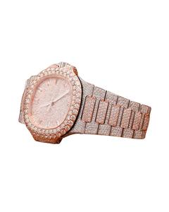 Reloj de Lujo para Hombre con Incrustaciones de Diamantes Moissanite en Oro Rosa, Estilo Hip Hop - Product Image 4