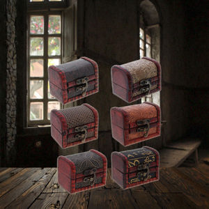 प्राचीन लकड़ी के खजाने बॉक्स और आभूषण मामले यादृच्छिक शैली पॉलिश क्रिसमस छाती घर सजावट पैटर्न लकड़ी से बनी पेंटिंग - Product Image 5