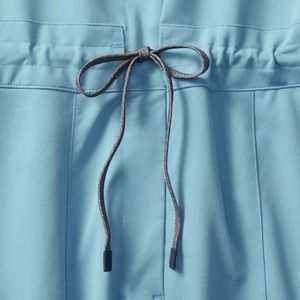 Women Light Blue 100% Cotton Scrub Set with Pockets Needle Detection Drawstring Waist for Hospital Use - Product Image 5