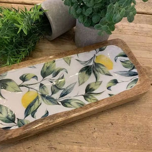 Bandejas de Servir Apilables Esmaltadas con Diseño Personalizado, Juego de Bandejas de Madera Decorativas Modernas para Frutas con Patrón de Alfombra Persa - Product Image 1