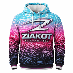 Sweat-shirt à capuche de sport tendance, personnalisé par le fabricant, avec dégradé bleu ciel, rose et noir - Product Image 2