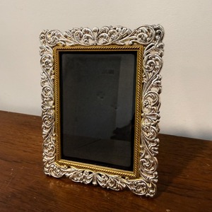 Ornate Metal Silver & Gold Trim Rectangle Metal Photo Frame Vertical Decorative Home <b>Wall</b> Art - Product Image 4
