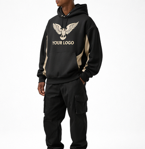 Conjunto de Sudadera con Capucha Oversize y Pantalones Cargo Jogger para Hombre, de Algodón Grueso y Felpa, Estilo Urbano, 2026 - Product Image 1