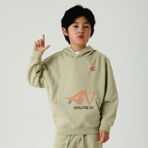 Sudadera Deportiva Infantil Personalizada al por Mayor, de Color Sólido, 330 g/m², para Niños y Niñas, de Algodón y Felpa - Product Image 2