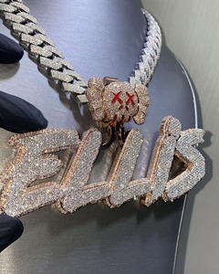 Pendentif Hip Hop personnalisé avec logo, options de lettres/chiffres/logos sur mesure, en argent sterling 925 plaqué or, luxe, Moissanite VVS1 D - Product Image 4
