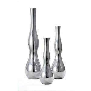 Ensemble de vases à fleurs en argent plaqué luxe, vases modernes en métal cannelé pour centre de table de mariage, décoration de maison, hôtel, vase haut décoratif - Product Image 4