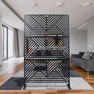 Abstract Design Modern 2 Panel Silver Color Stainless Steel Metal Folding Vintage Room Divider Home Decorative Household Use - Product Image 3