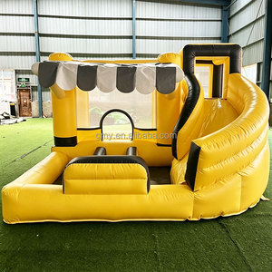 <span class=keywords><strong>Alquiler</strong></span> de Castillos Inflables Comerciales para Fiestas, Casa de Juegos Inflable Negra y Amarilla con Tobogán - Product Image 1
