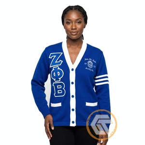 เสื้อคาร์ดิแกนผู้หญิง Zeta Phi Beta แบบกำหนดเอง ราคาถูก ขายดีที่สุด เสื้อผ้าสตรีนักศึกษา สำหรับฤดูหนาว ทำจากผ้าขนสัตว์ถักลายทาง สวมใส่สบาย มีกระดุม - Product Image 2