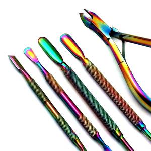 5 in 1 Stainless Steel Nail <b>Kit</b> with Rainbow Finish Portable <b>Manicure</b> Tools Set for Adults in Black Carry Bag - Product Image 2