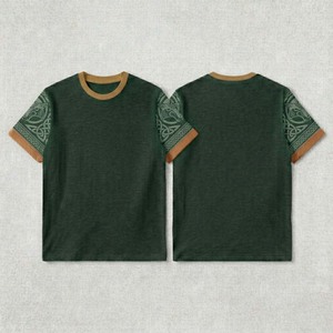 T-shirt uni pour homme à manches courtes en coton durable, couleur unie, décontracté, basique, tendance - Product Image 3