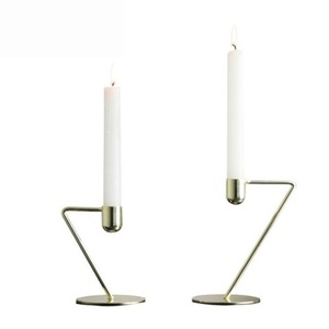 Highest Quality Modern <b>Brass</b> Candle Stand Set with Curved Base for Home Decoration - Product Image 2