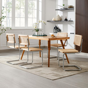 Juego de 2 sillas de comedor modernas de mediados de siglo de 18,1 \ "con respaldo de caña de ratán - Product Image 5