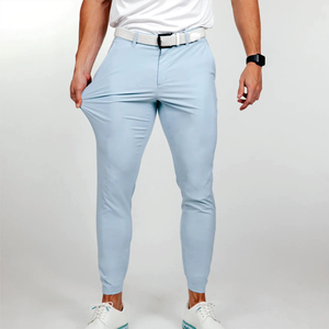 Pantalon de golf décontracté pour homme, léger, taille élastique, style vintage, coupe régulière, en toile, avec logo personnalisé - Product Image 1