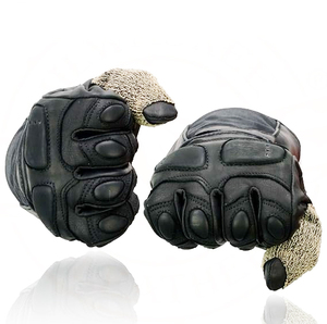 Guantes de Motocicleta Samroz Sports para Hombre, Negros, de Cuero Impermeable, con Textil y Cuero - Product Image 4