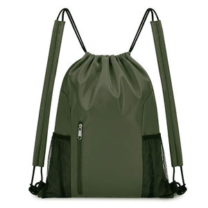 Wholesale High Quality <b>Drawstring</b> <b>Backpack</b> Bag Sports Gym School String <b>Drawstring</b> Bags With Zipper Pockets - Product Image 1