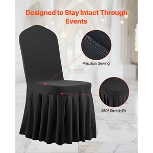 30 housses de chaise en lin noir pour mariage et fête - Housses extensibles pour chaises à dossier plat - Product Image 6