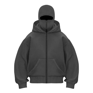 Balaclava pour homme, sweat-shirt zippé chaud d'hiver, style décontracté Y2K avec masque facial intégré, veste de sport pour activités de plein air - Product Image 5