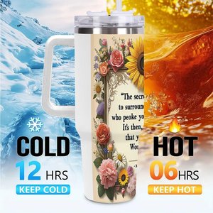 Gobelet isotherme en acier inoxydable 40 oz, motif floral avec citation, pour usage quotidien - Product Image 6