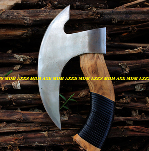 Custom Handmade Damascus Steel Hunting Hand Forged <b>Camping</b> <b>Axe</b> Outdoor and Pizza Cutter Kitchen Knife - Product Image 5
