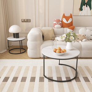 Set di 2 tavolini da caffè impilabili con finitura in legno industriale, tavolino laterale e tavolino d'appoggio con robusta struttura in metallo da 27,6 pollici - Product Image 3