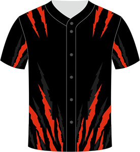 Custom Logo Baseball Uniform Black <b>Red</b> Sublimated Moisture Wicking Short Sleeve Regular Fit Adult All Seasons Custom Team Name - Product Image 4