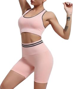 Leggings de compression pour femme avec soutien-gorge de sport dos nu à bretelles, ensemble d'entraînement pour la gym - Product Image 1