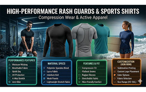 Custom Mens Rash Guard <b>Compression</b> <b>Shirt</b> Direct Injection Heat-Transfer Printed + 100% Polyester Sun Protection Athletic - Product Image 2