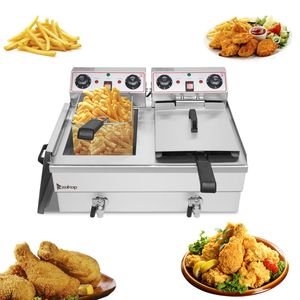 Friggitrice Commerciale a Doppia Vasca in Acciaio Inossidabile con Rubinetto, Sostituzione del Vecchio Codice 20548057 EH102V, Capacità Totale 16.9QT/16L, Capacità 24.9QT/23.6L - Product Image 2