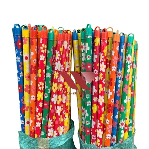Vietnam manche de balai en bois meilleure vente fleur conception brosse propre jardin vadrouilles bâton PVC enduit prix le moins cher articles ménagers - Product Image 1