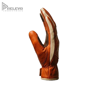 Gants de moto en cuir véritable de chèvre perforés pour homme, style vintage, personnalisables avec logo, vente en gros OEM, couleur beige, pour l'été - Product Image 3