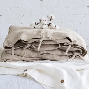 Parure de lit 100 % lin pur, draps et housses de couette écologiques, style simple, lavées, pour la maison - Product Image 3
